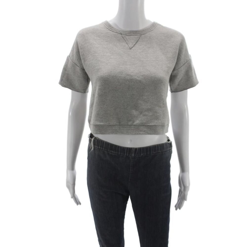 Frame Shirt Women Cropped T-Shirt Gray Crew Neck Size S